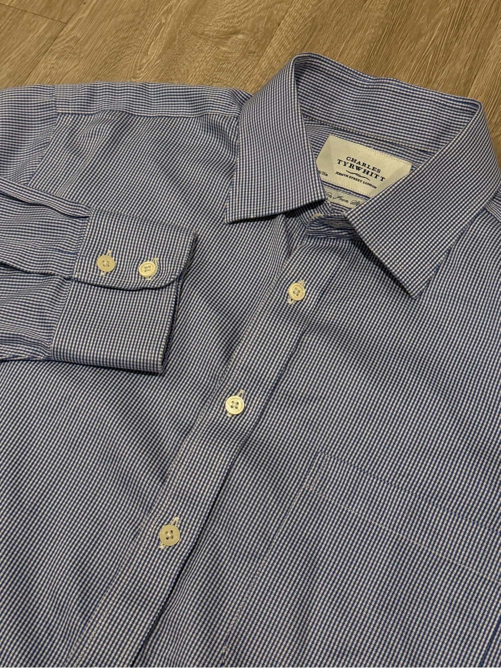Charles Tyrwhitt Extra Slim Fit Dress Shirt Mens 16 35 Blue Long Sleeve